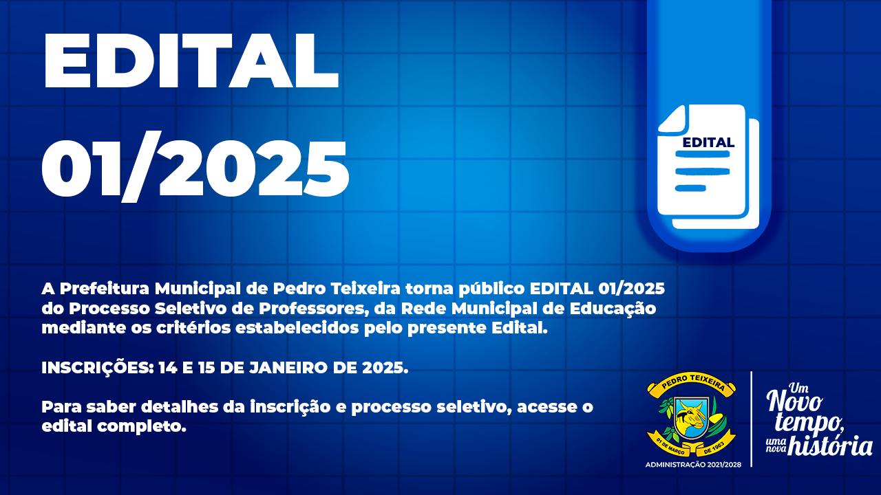 Você está visualizando atualmente EDITAL Nº 01/2025 – PROCESSO SELETIVO SIMPLIFICADO PARA CONTRATAÇÃO DE PROFESSORES